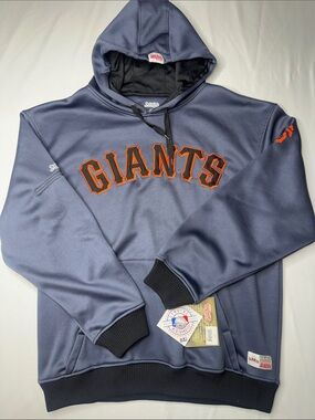 NWT SF Giants Stitches Hoodie Men's L Gray Orange MLB Pullover Sweatshirt